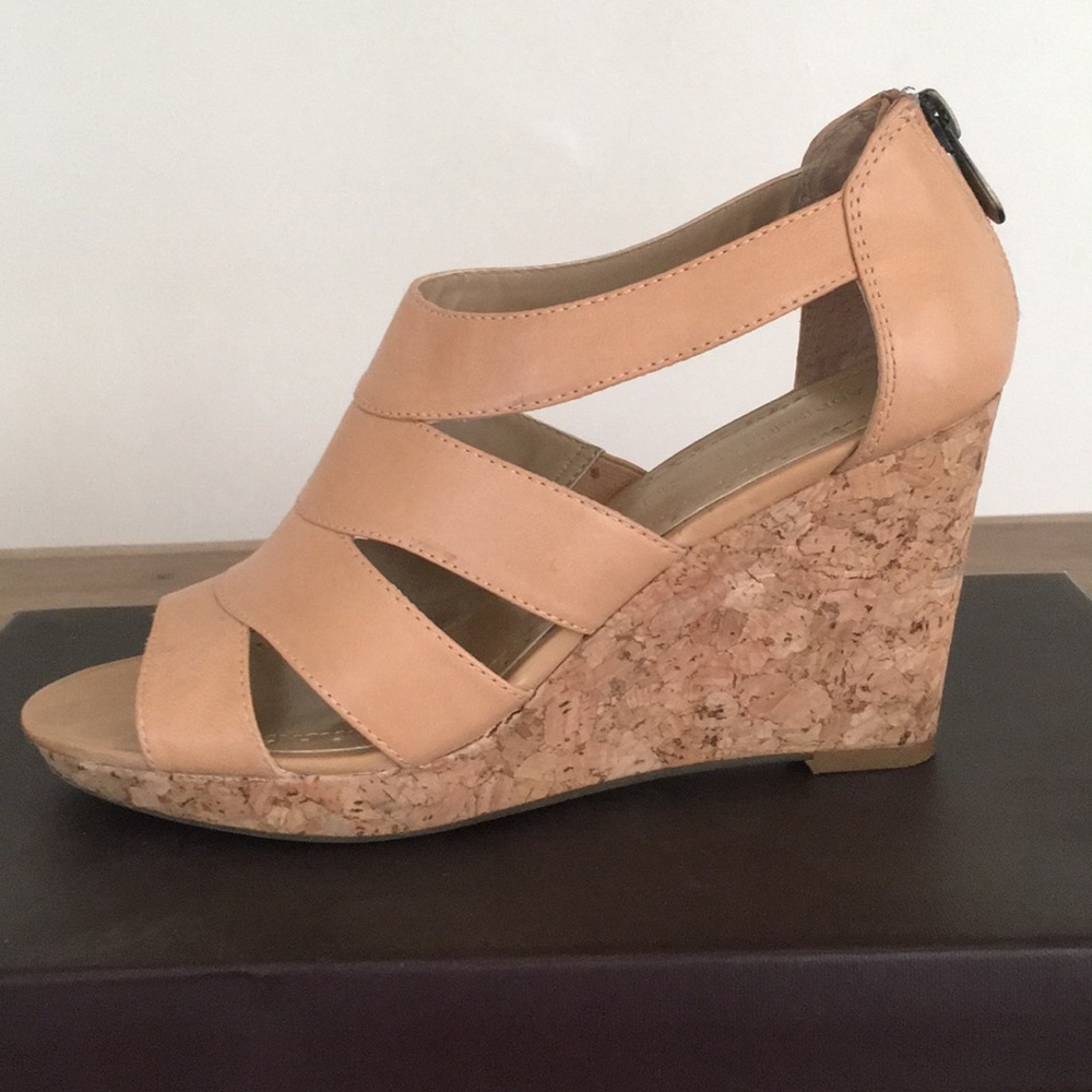Adrienne Vittadini Leather and Cork Wedges